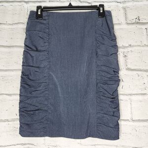 Cartonnier Anthropologie Womens Pencil Midi Skirt Ruched Gray Lined Stretch Sz 4